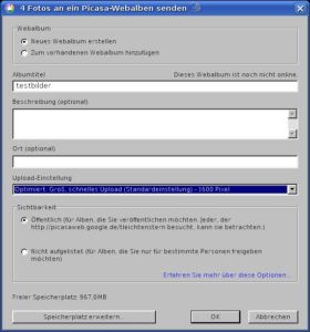 Abbildung 4: Der Uploadmanager von Picasa transferiert auf Knopfdruck Bilder zum Onlinedienst Picasaweb.