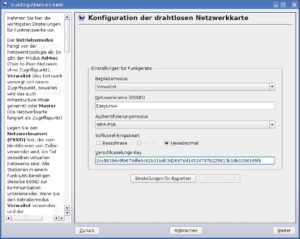 Abbildung 4: Unter Suse Linux können Sie WLAN-Geräte über YaST einrichten. Für die WPA-Verschlüsselung geben Sie dazu am besten den HEX-Schlüssel an.