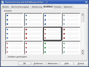 Abbildung 4: Im Menü "Nummerierung und Aufzählungszeichen" wählen Sie ein eigenes Aufzählungszeichen aus.
