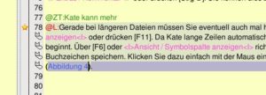 Abbildung 4: In der Symbolspalte von Kate legen Sie per Mausklick Lesezeichen ab.