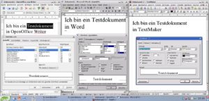 Abbildung 4: Geschwister sind sie nicht, und doch in vielen Dingen sehr ähnlich – von links nach rechts: OpenOffice Writer, Microsoft Word, TextMaker.