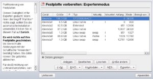 Abbildung 4: In diesem Dialog richten Sie die Partitionen für OpenSuse ein.