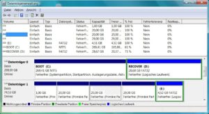 Abbildung 4: Linux-Partitionen: Fehlanzeige – die Datenträgerverwaltung erkennt auch in der neusten Windows-Version nur die eigenen "Laufwerke".