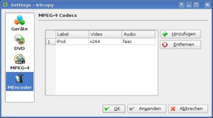 Abbildung 5: Genügen Ihnen die eingestellten drei Profile nicht, können Sie mit den entsprechenden MEncoder-Optionen selbst welche anlegen.