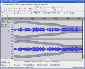 Abbildung 5: Das Hüllkurvenwerkzeug von Audacity erlaubt Ihnen das beliebige Anpassen von Pegeln.