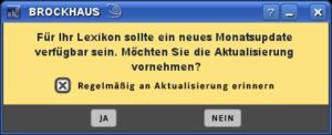 Abbildung 5: Nach der Installation aller Lexikoninhalte sollten Sie mit einem Update das Lexikon auf den neusten Stand bringen.