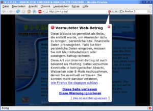 Abbildung 5: Potenziellen Phishing-Attacken kommt Firefox mit einer Blacklist bekannter Domains zuvor und warnt den Anwender – allerdings zum Preis, dass der Browser dann kaum mehr auf Eingaben reagiert.