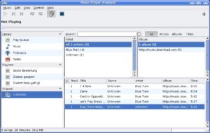 Abbildung 5: Das Gnome-Programm Rhythmbox findet die MP3-Dateien auf dem Server von alleine.
