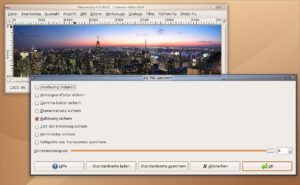 Abbildung 5: Über Gimp skalieren Sie Grafiken für den Einsatz als "Skydome" und speichern sie anschließend im PNG-Format.