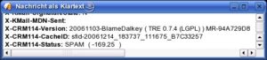 Abbildung 5: Durch und durch Spam, wie CRM114 in der Headerzeile <code srcset=