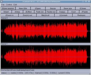 Abbildung 5: Ecawave: Graphische Wave-Bearbeitung auf Basis von Ecasound.