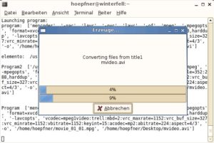 Abbildung 5: DeVeDe arbeitet eigentlich nur ein Frontend, gibt aber einen Statusbericht bei allen Aktionen aus.