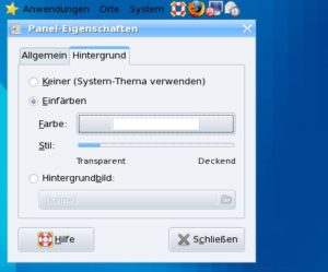 Abbildung 5: Ziehen Sie den Schieberegler ganz nach links, um ein transparentes Panel zu erhalten.