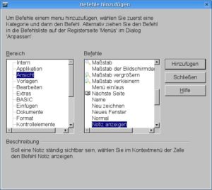 Abbildung 5: In diesem Dialog integrieren Sie den Befehl "Notiz anzeigen" ins Menü.