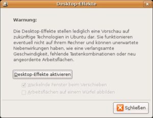 Abbildung 5: Desktop-Effekte leicht gemacht: Mit wenigen Klicks ist man am Ziel.