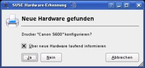Abbildung 5: OpenSuse hat zwar den Drucker erkannt. Durch den Setup-Dialog in YaST müssen Sie sich aber trotzdem klicken.