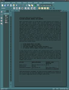 Abbildung 5: Die größeren Abstände zwischen den Zeichen zerschießen bei KWord das Layout des Referenzdokuments.