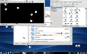 Abbildung 5: Auseinanderfallende Fenster bringen Schwung und ein leichtes Chaos auf den KDE-4-Desktop.