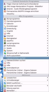 Abbildung 5: Das KDE-Menü enthält überflüssige Doppeleinträge.
