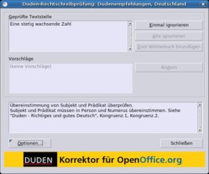 Abbildung 5: Die Grammatikprüfung bringt nur einen zweifelhaften Nutzen.