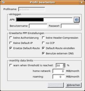 Abbildung 5: Im ausführlichen Setup-Dialog müssen Sie normalerweise nur den APN eingeben.