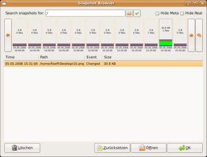 Abbildung 5: Im Snapshot Browser zeigt alle Dateien an, die Sie bereits angelegt haben.