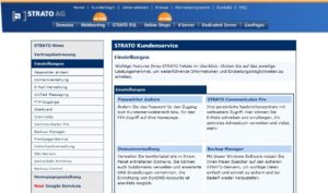 Abbildung 5: Der Admin-Bereich von Strato wirkt etwas altbacken, der Verzicht auf Grafiken stört aber nicht wirklich.