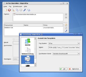 Abbildung 5: Auch mit Suse Linux lässt sich faxen – allerdings installieren Sie dafür ein Fedora-Paket von Efax. Dann konfigurieren Sie das Tool über KdeprintFax.