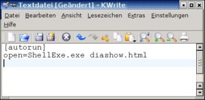 Abbildung 5: So sieht die Datei "autorun.inf" aus, die später Ihre Diashow von CD aus startet.