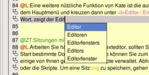 Abbildung 5: Die automatische Wortergänzung von Kate erspart manche Tipparbeit.