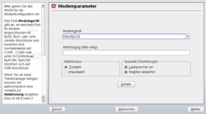 Abbildung 5: Zur Einrichtung eines Modems müssen Sie lediglich die passende Gerätedatei auswählen.