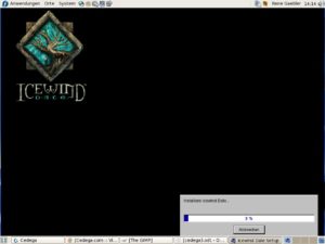 Abbildung 6: Icewinddale wird installiert. Ohne die Menü- und die Taskleiste könnte man meinen, unter Windows zu arbeiten.