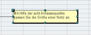 Abbildung 6: Mit Hilfe der türkisfarbenen Anfasserpunkte passen Sie die Größe einer Notiz an.