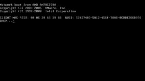 Abbildung 6: Auf der Suche: Nach dem Booten sucht der Client nach dem DHCPProxy des PXE-Servers.