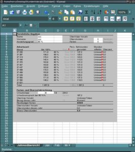Abbildung 6: Beim Import der Calc-Tabelle zeigt KSpread deutliche Probleme, mit den Verknüpfungen der Original-Kalkulation umzugehen.