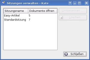 Abbildung 6: Arbeiten Sie öfter in Kate, lohnt ein Blick auf die Sitzungsverwaltung.@K:Desktop,KDE