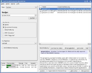 Abbildung 6: Ist unter OpenSuse leicht zu installieren: Der Screenreader Gnopernicus.
