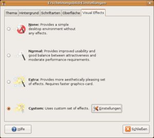 Abbildung 6: Mit wenigen Klicks zu wabbelnden Fenstern unter Ubuntu.