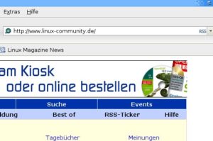 Abbildung 6: Man muss schon sehr genau hinschauen: Das Icon rechts in der Adressleiste kündigt einen vorhandenen RSS-Feed an.