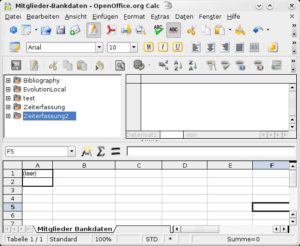 Abbildung 6: Nach dem Aufruf der Datenquellen zeigt Calc in einem Extrabereich, welche bislang vorhanden sind.