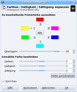 Abbildung 6: Besonders drastische Ergebnisse erzielen Sie mit dem Regler Farbton, mit dem Sie komplette Bildteile umfärben können.