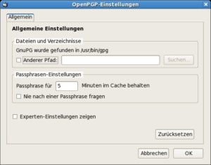 Abbildung 7: Das Thunderbird-Plugin Enigmail findet selbst den richtigen Pfad zu GnuPG.