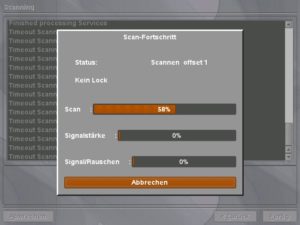 Abbildung 7: Der Sendersuchlauf wirkt ab und an, als wäre MythTV abgestürzt. Im Hintergrund laufen die erkannten Kanäle durch.