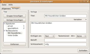 Abbildung 7: Auch die häufigsten Büro-Floskeln fügen Sie ebenfalls auf Tastendruck ein.