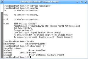 Abbildung 7: Der Befehl "ndiswrapper -l", den Sie mit Root-Rechten ausführen, ermittelt, welchen Treiber Ndiswrapper für Ihre WLAN-Hardware nutzt, falls es mehrere Treiber gibt.