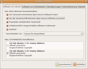 Abbildung 7: Nicht nur Pakete lassen sich einfach installieren. Auch die Verwaltung zusätzlicher Paketquellen ist unter Ubuntu kinderleicht.