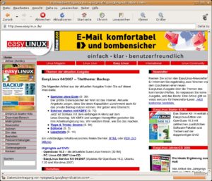 Abbildung 7: Epiphany heißt der Gnome-Webbrowser. Er stellt Seiten genau wie Firefox dar, integriert sich aber besser in den Desktop.