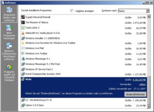 Abbildung 7: Ubuntu-Linux wird in der Windows-Systemsteuerung als "Wubi" angezeigt. Wie ein normales Programm können Sie hier Linux von der Festplatte entfernen.