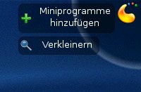 Abbildung 7: Bewegen Sie die Maus in die obere rechte Ecke des Desktops, fügen Sie diesem neue Plasmoids bzw. Widgets hinzu.