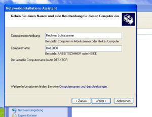 Abbildung 7: Eine der zwei Methoden, um unter Windows XP eine Dateifreigabe zu erreichen, ist das Einrichten eines Heimnetzwerks.